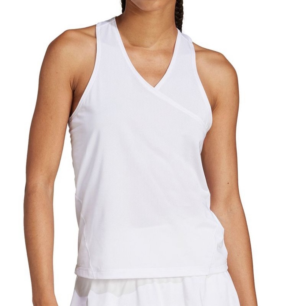 Adidas ClimaCool Tennis Tank Top White V Neck Athletic Racerback Women's L